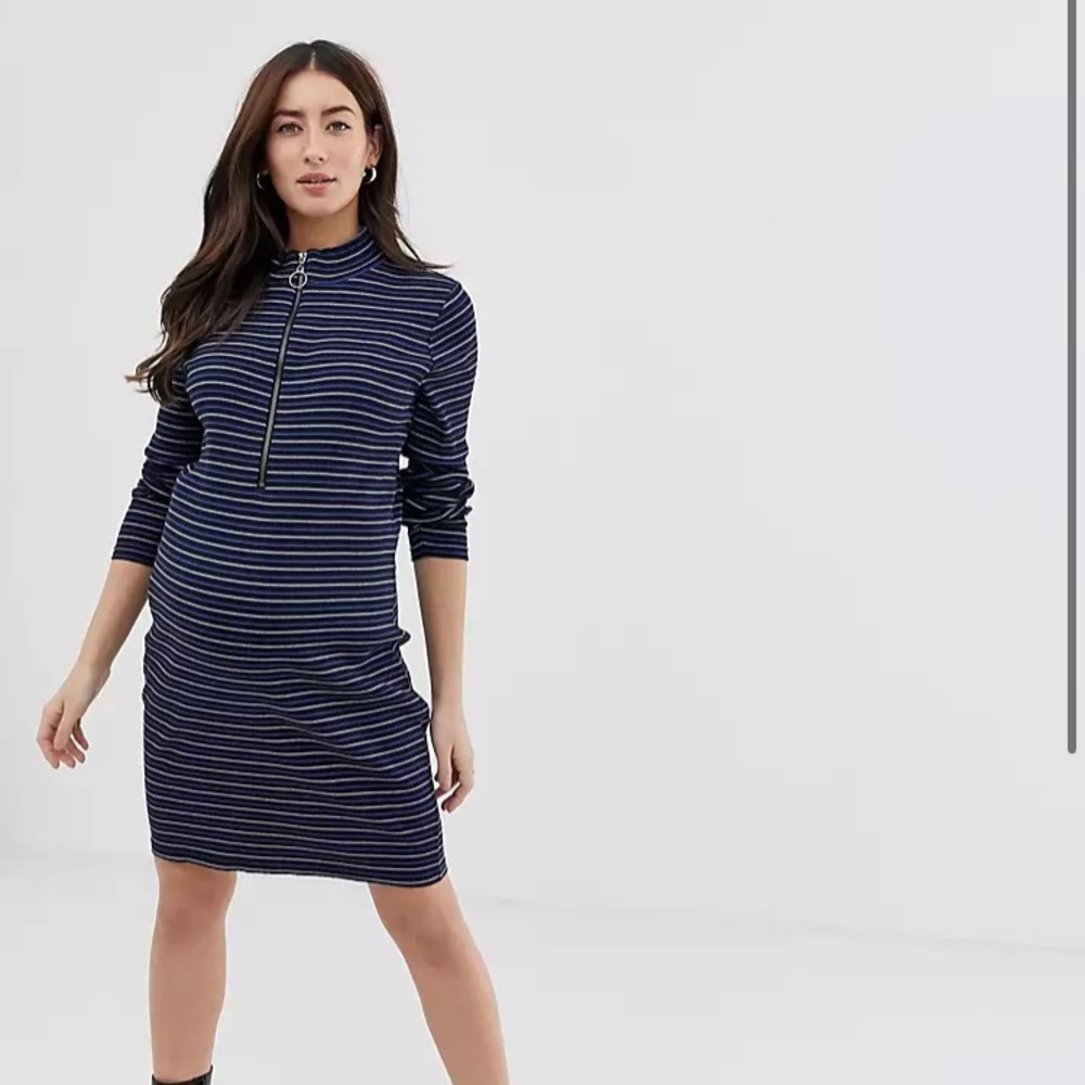 MAMALICOUS Ribbed Stripped Maternity Nursing Dress size XS